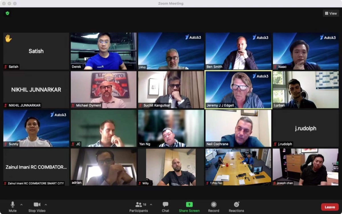 A video call with AutoX3 distributors from around fourteen countries, Jeremy among them